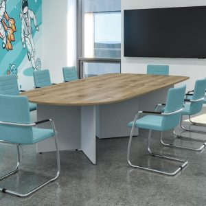 Imperial Double D End Boardroom Table with panel end legs in oak finish