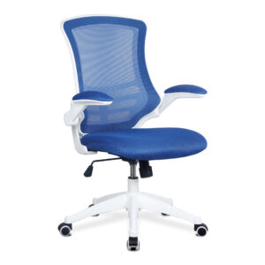 Luna – Designer High Back Mesh Chair with White Shell and Folding Arms
