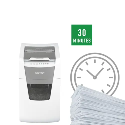 Leitz IQ Autofeed Office 150 Automatic Micro Cut Paper Shredder P5 44L - White - Image 5