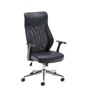 Fonseca 2 Office Chair – Black Mesh & Faux Leather